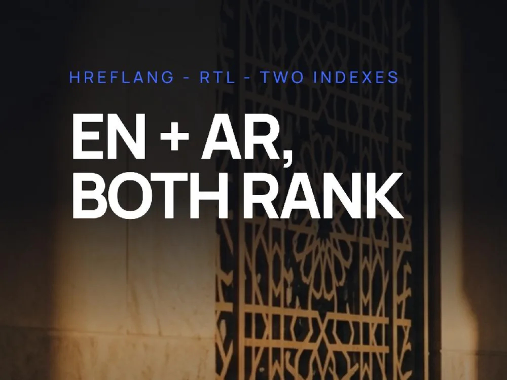 Cover slide: Bilingual English and Arabic Website Built to Rank in Both Languages
